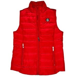Michael Kors Puffer Vest Full Zip Sleeveless Padded Jacket Red Small $125